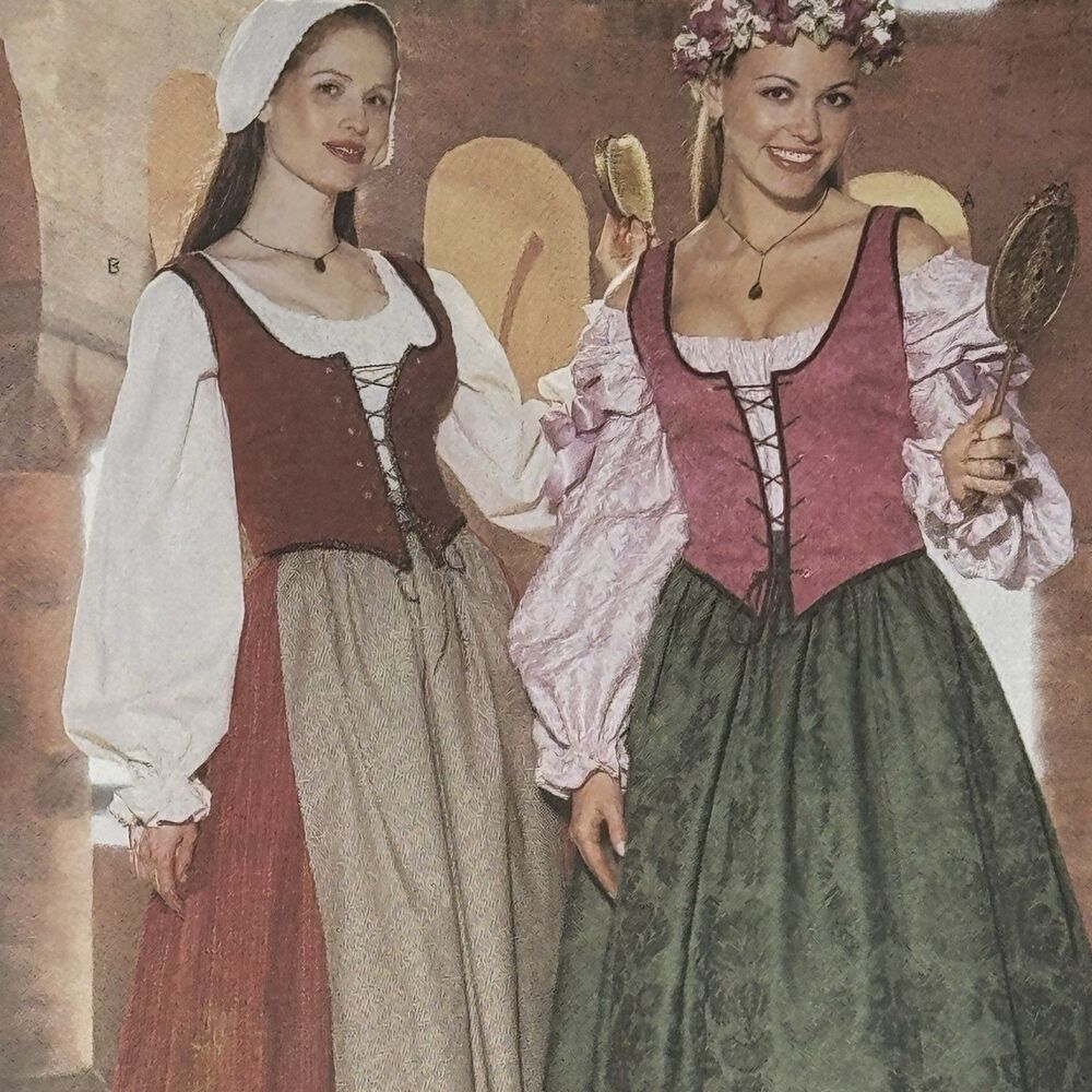 Butterick 6196 TAVERN WENCH Corset Vest, Blouse, Skirt, Apron & Bonnet Sz 12-16